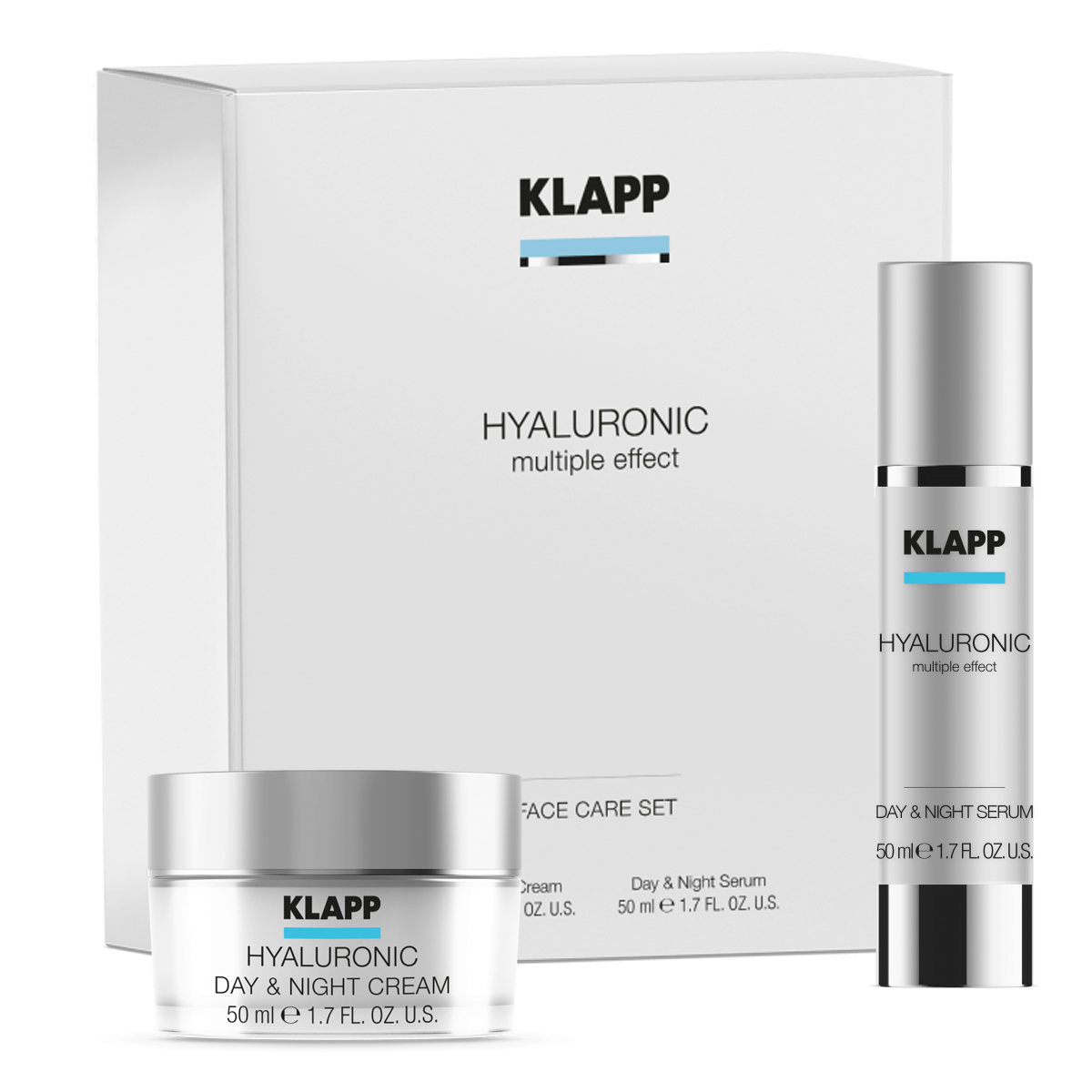 KLAPP Hyaluronic Face Care Set Day Night Cream und Serum je 50 ml